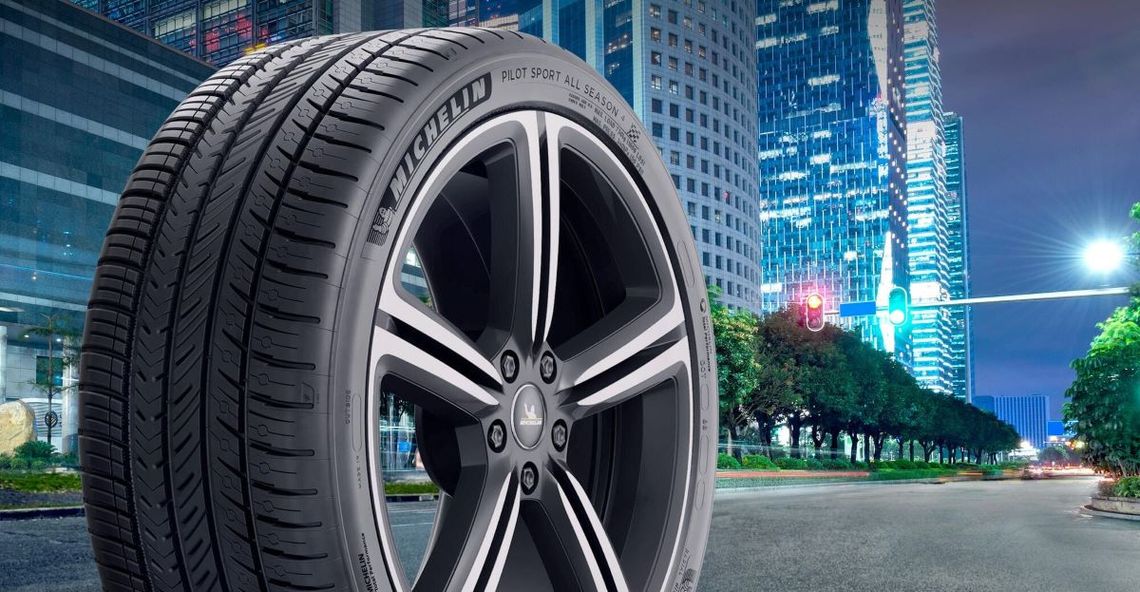 michelin pilot sport tire  in a city